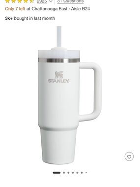 Stanley White Travel Tumbler with Handle and Straw 30oz
